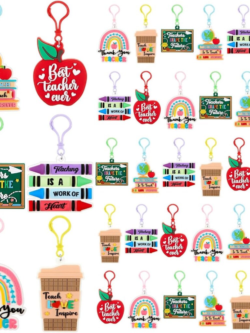 36 Pcs Teacher Keychains Bulk Teachers Appreciation Gifts in Bulk For Women Men